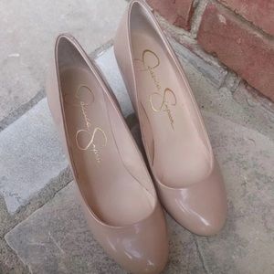 Jessica Simpson Patent Nude Wedges